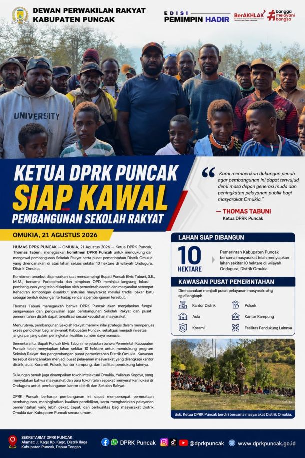KETUA DPRK PUNCAK SIAP KAWAL PEMBANGUNAN SEKOLAH RAKYAT